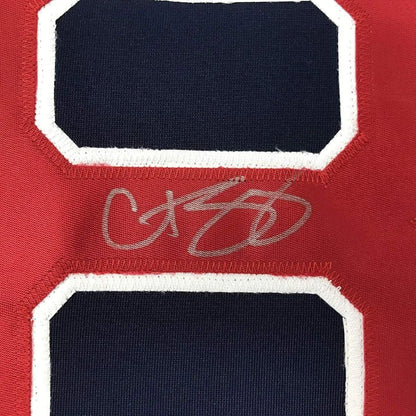 Autographed Curt Schilling custom Boston jersey with silver signature