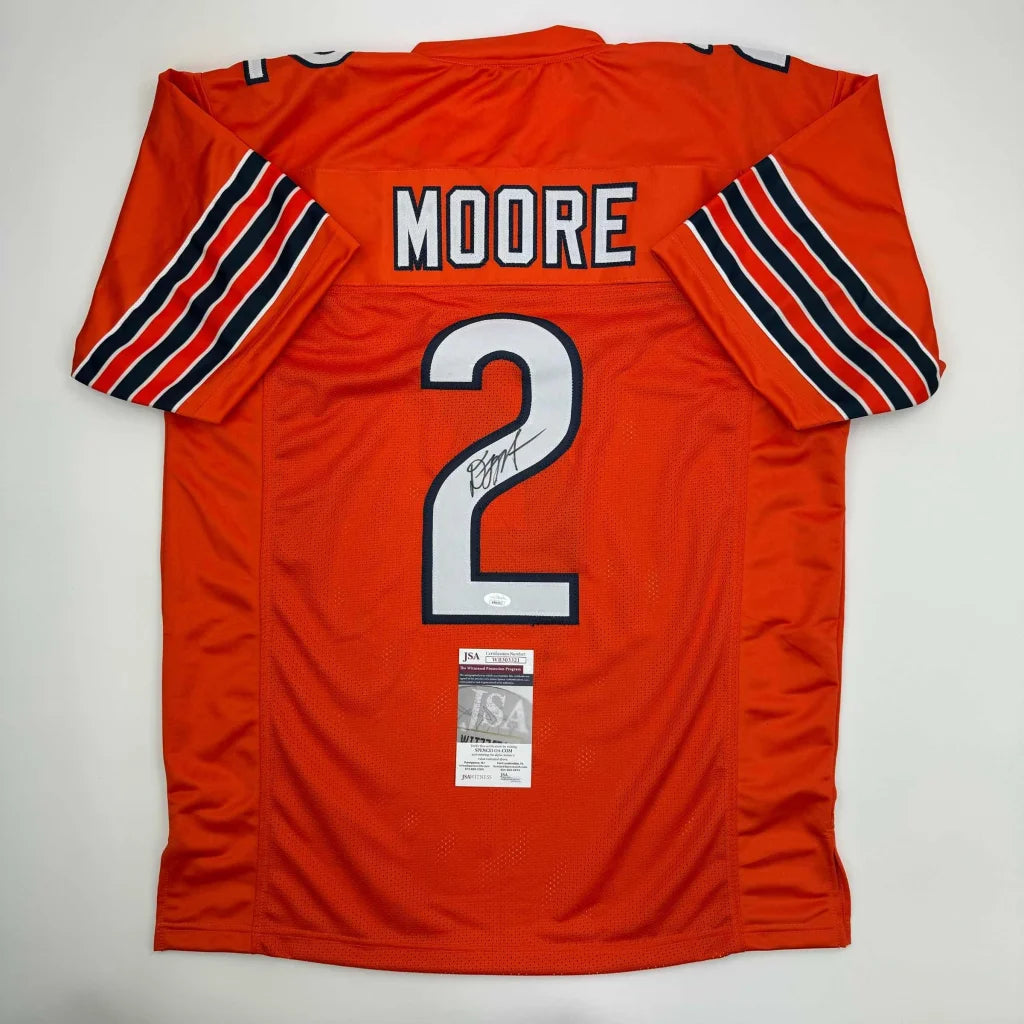 Orange Moore Chicago custom jersey signed with JSA sticker, perfect for pro sports fans
