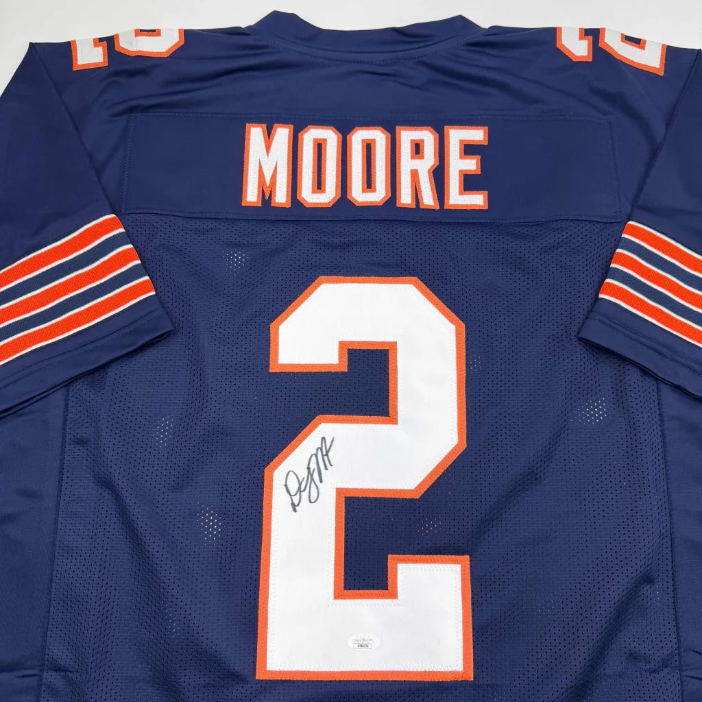 Autographed D.J. DJ Moore Chicago Retro Blue Football Jersey Beckett JSA COA | Certified Authentic Signed Memorabilia | vintageantiquesgifts.com