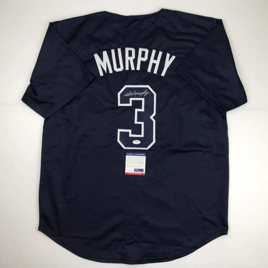 Dark blue custom jersey with Murphy signature and number 3, perfect for sports league fans