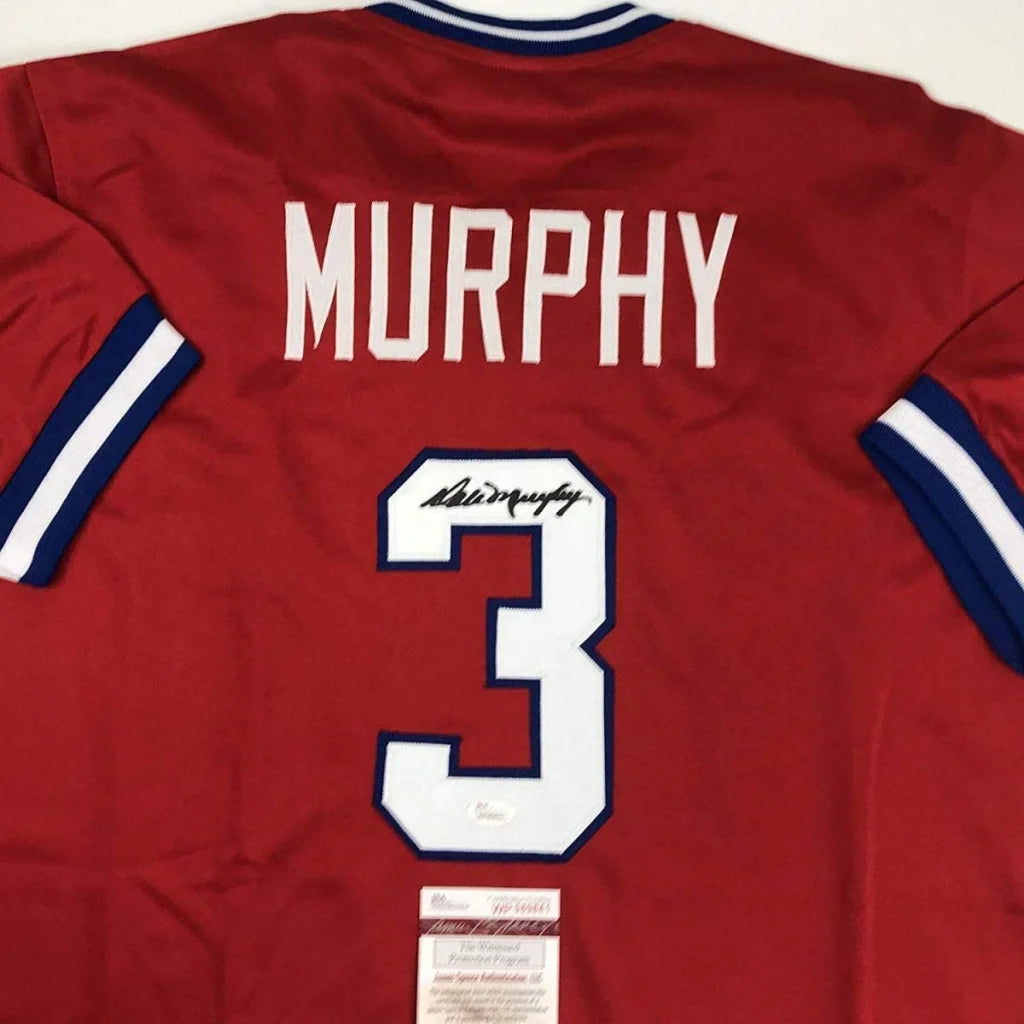 Autographed Dale Murphy Atlanta Red Baseball Jersey JSA COA | Certified Authentic Signed Memorabilia | vintageantiquesgifts.com