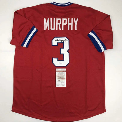 Autographed Dale Murphy Atlanta Red Baseball Jersey JSA COA | Hall of Fame Sports Memorabilia | vintageantiquesgifts.com