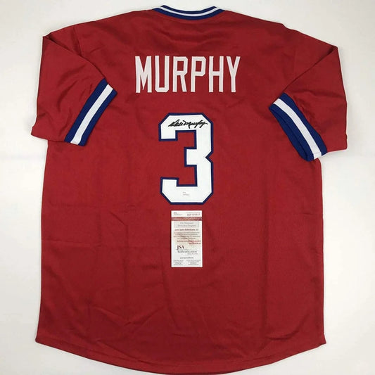 Autographed Dale Murphy Atlanta Red Baseball Jersey JSA COA | Hall of Fame Sports Memorabilia | vintageantiquesgifts.com