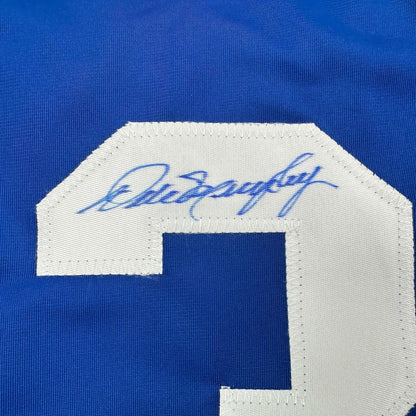 White embroidered number 1 patch with blue signature on Dale Murphy Atlanta custom jersey