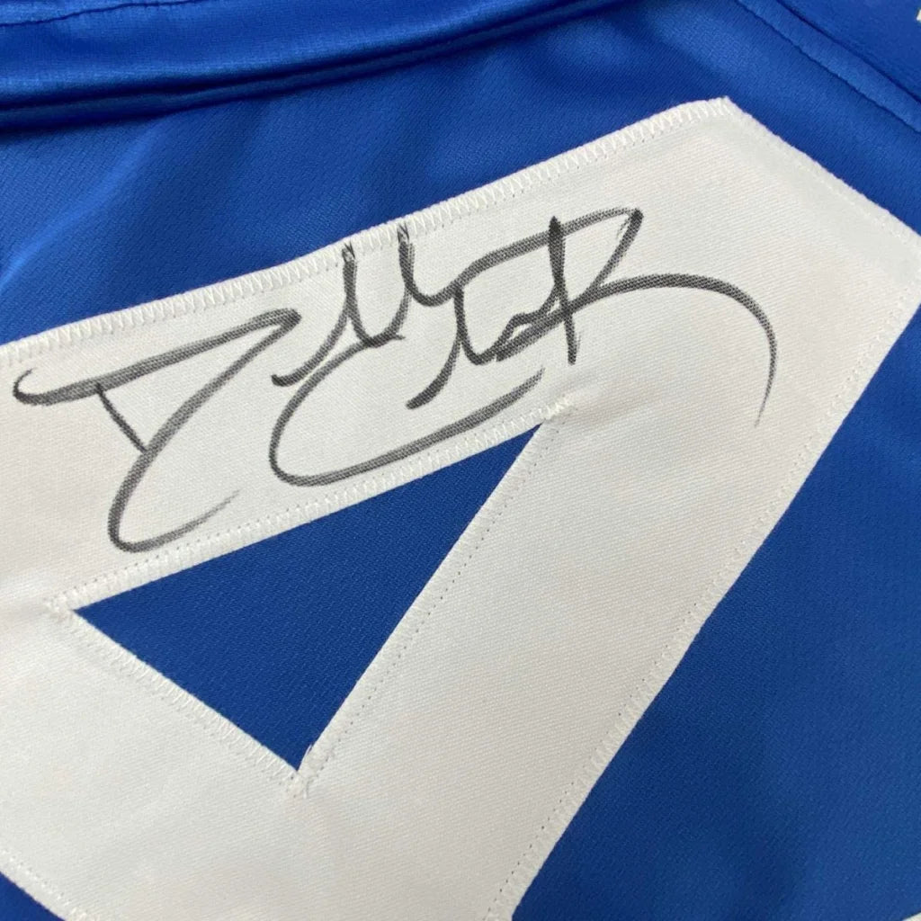 Autographed Dallas Clark Indianapolis blue custom jersey with V-design, JSA COA
