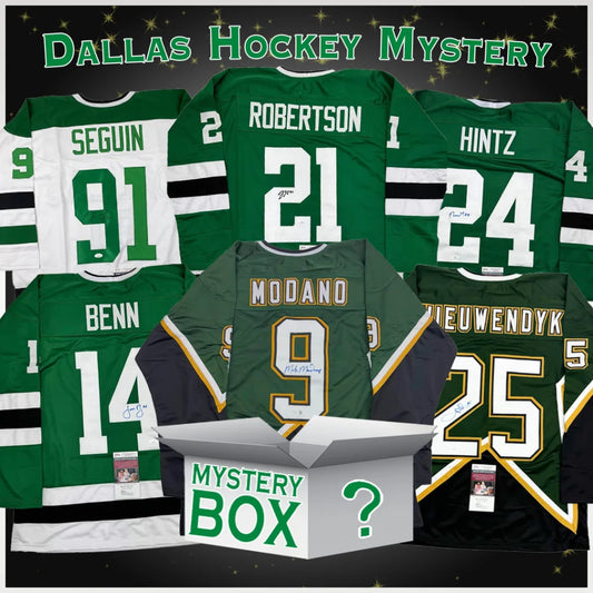 Signed Dallas Stars hockey jerseys in a jersey mystery box for Dallas hockey fans