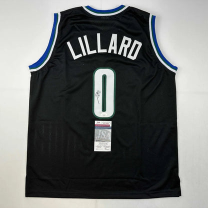 Black Damian Lillard Milwaukee custom jersey with autograph and JSA COA stickers
