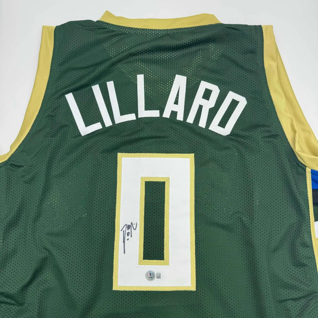 Green Damian Lillard custom jersey autographed for professional sports fans
