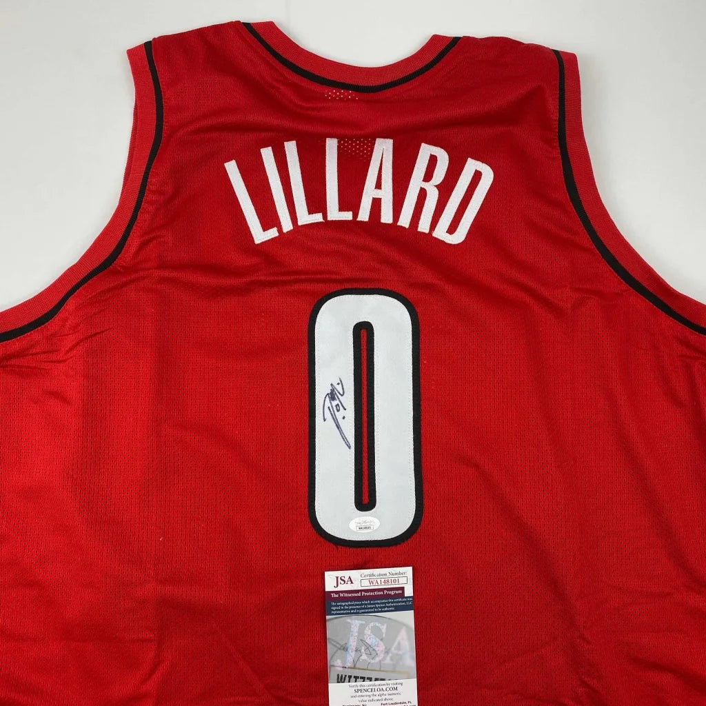Damian Lillard Portland red jersey with autograph, third party authenticated, Lillard Portland red
