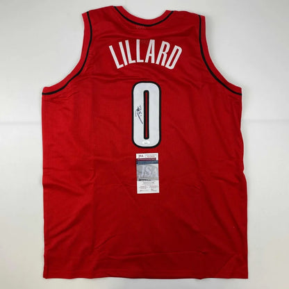 Damian Lillard Portland red jersey with signature, third party authenticated, Lillard number 0