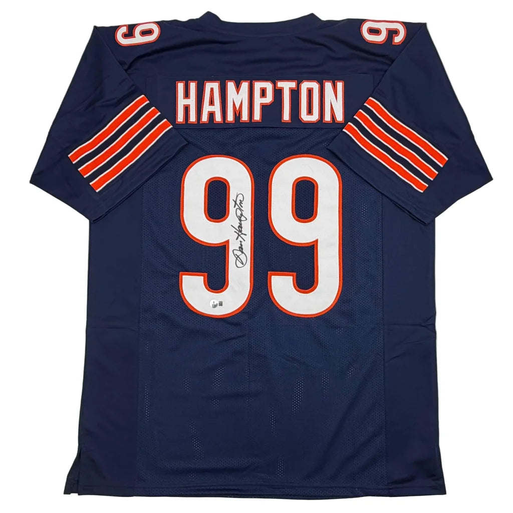 Autographed Dan Hampton Chicago Blue Football Jersey Beckett BAS COA | Hall of Fame Sports Memorabilia | vintageantiquesgifts.com