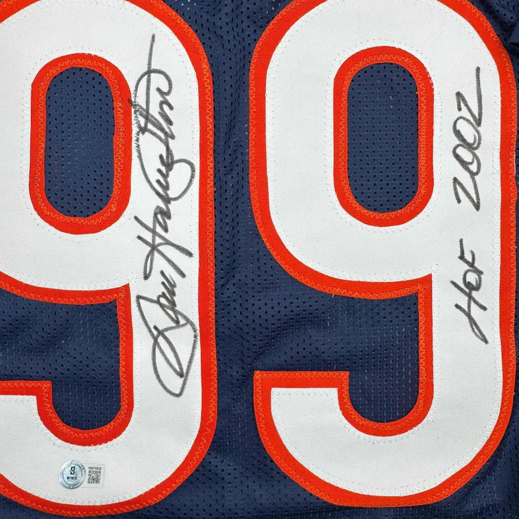 Autographed Dan Hampton HOF 2002 Chicago Blue Football Jersey Beckett BAS COA | Authenticated Signed Sports Jersey | vintageantiquesgifts.com
