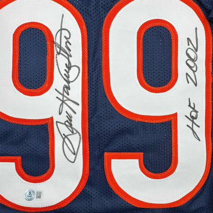 Autographed Dan Hampton HOF 2002 Chicago Blue Football Jersey Beckett BAS COA | Authenticated Signed Sports Jersey | vintageantiquesgifts.com