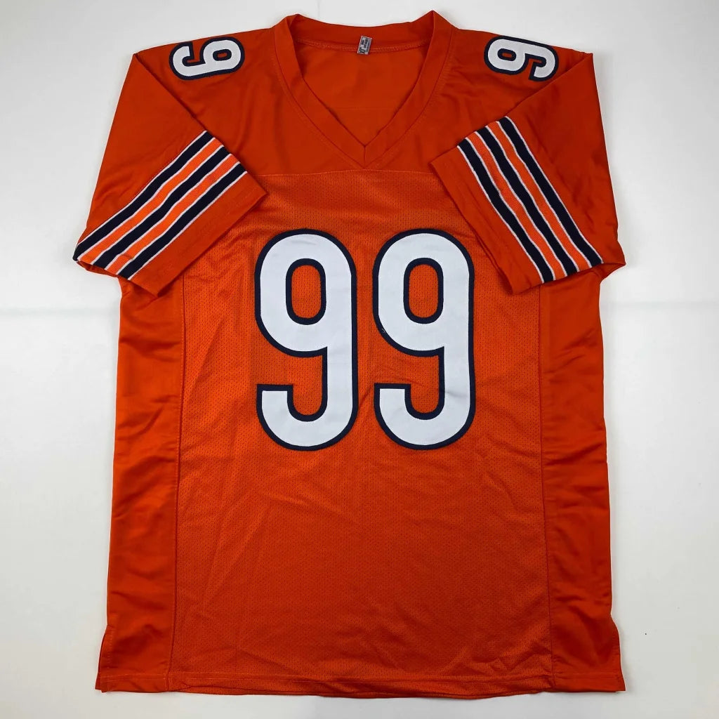Autographed dan hampton hof 2002 chicago orange football custom jersey with number 99 for professional sports league use