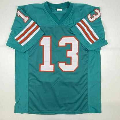 Teal and orange Dan Marino custom jersey with number 13 for professional sports fans