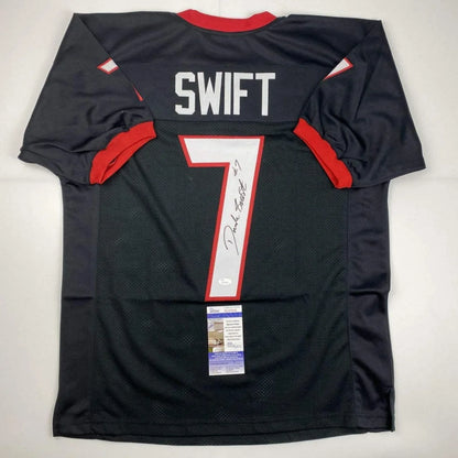Autographed D’Andre Swift Georgia black custom jersey with red trim
