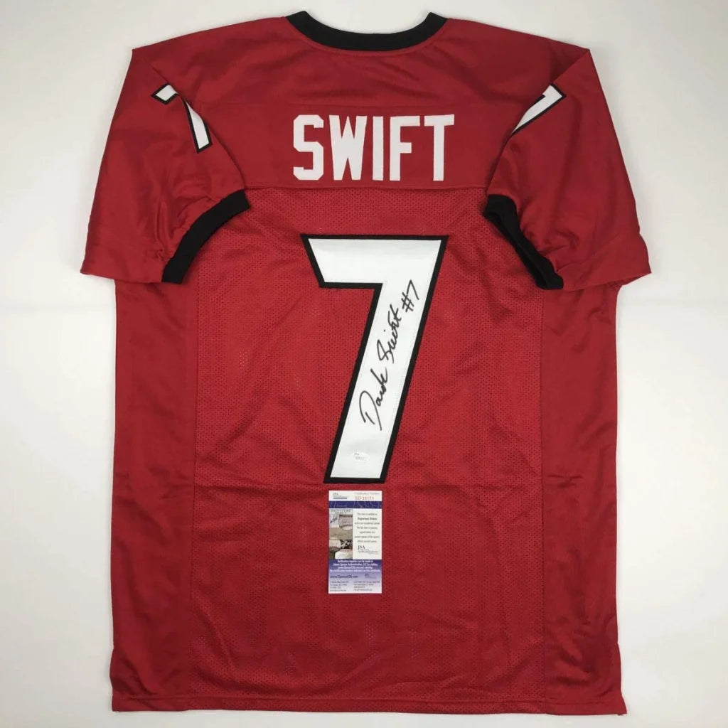 Red DAndre Swift custom jersey signed for sports league fans, perfect for collecting