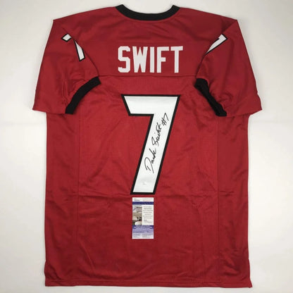 Red DAndre Swift custom jersey signed for sports league fans, perfect for collecting