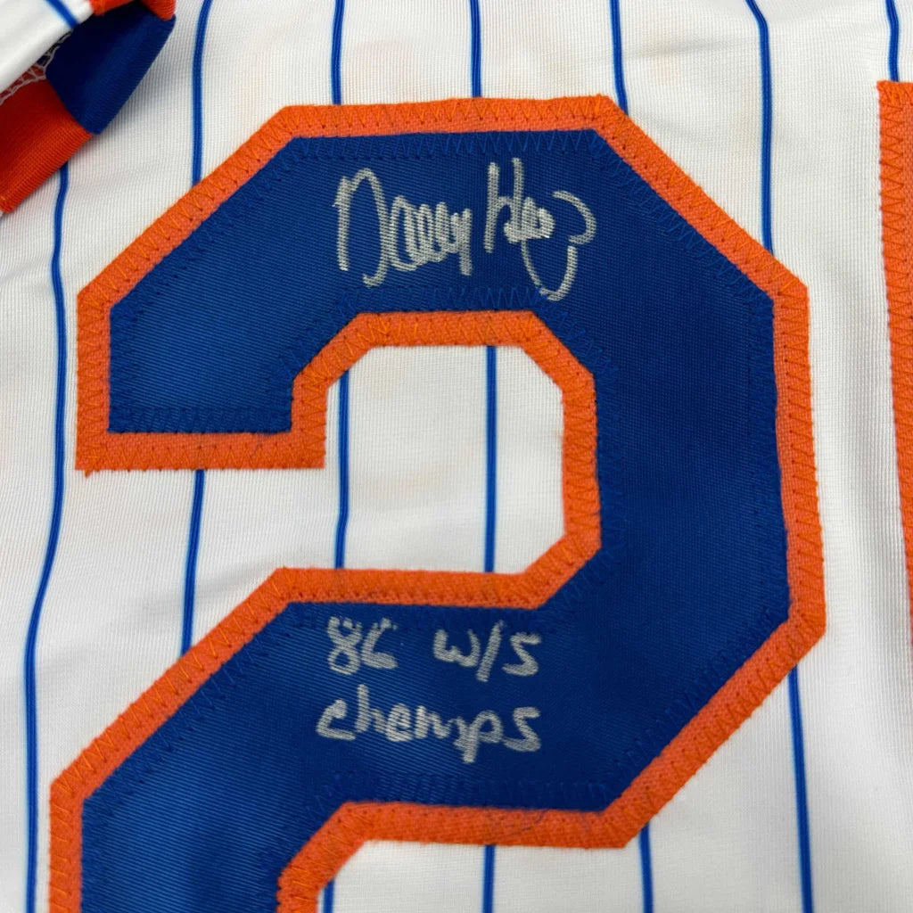 Autographed Danny Heep 86 WS Champs New York Pinstripe Baseball Jersey JSA COA | Authenticated Signed Sports Jersey | vintageantiquesgifts.com