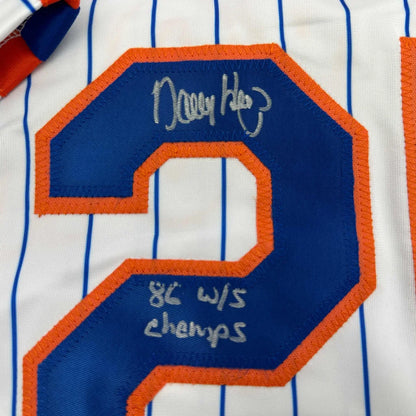 Autographed Danny Heep 86 WS Champs New York Pinstripe Baseball Jersey JSA COA | Authenticated Signed Sports Jersey | vintageantiquesgifts.com
