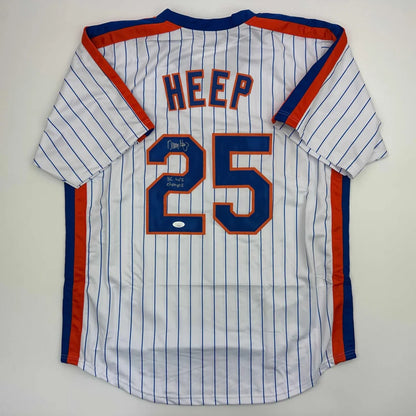 Autographed Danny Heep 86 WS Champs New York Pinstripe Baseball Jersey JSA COA | Hall of Fame Sports Memorabilia | vintageantiquesgifts.com