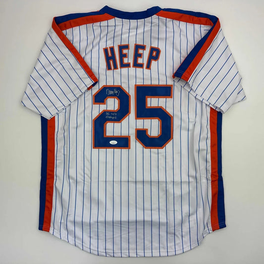 Autographed Danny Heep 86 WS Champs New York Pinstripe Baseball Jersey JSA COA | Hall of Fame Sports Memorabilia | vintageantiquesgifts.com