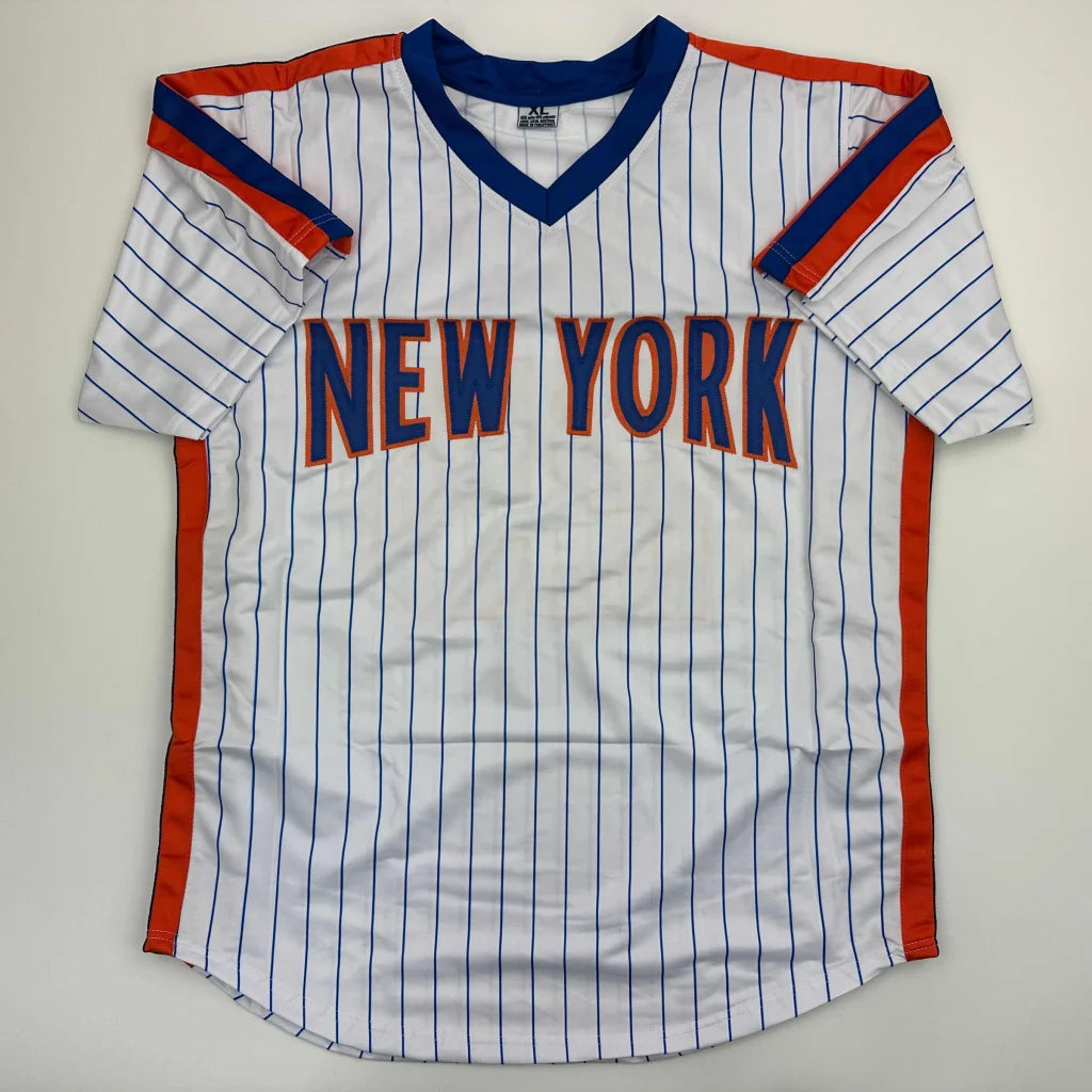 Autographed Danny Heep 86 WS Champs New York Pinstripe Baseball Jersey JSA COA | Authenticated Signed Sports Jersey | vintageantiquesgifts.com