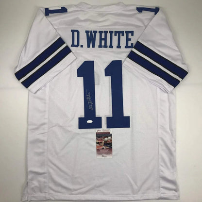 Autographed Danny White custom Dallas Cowboys white jersey back, number 11, JSA COA
