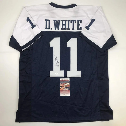 Autographed Danny White Dallas Thanksgiving Day Football Jersey JSA COA | Hall of Fame Sports Memorabilia | vintageantiquesgifts.com