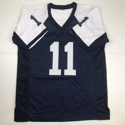Autographed Danny White Dallas custom jersey, navy blue with number 11