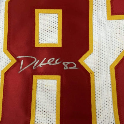 Red and white custom jersey signed by Diker 82 from professional sports league