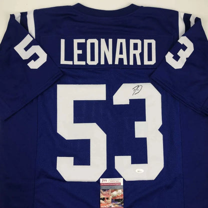 Indianapolis blue custom jersey with Darius Shaquille Leonard autograph, Leonard 53