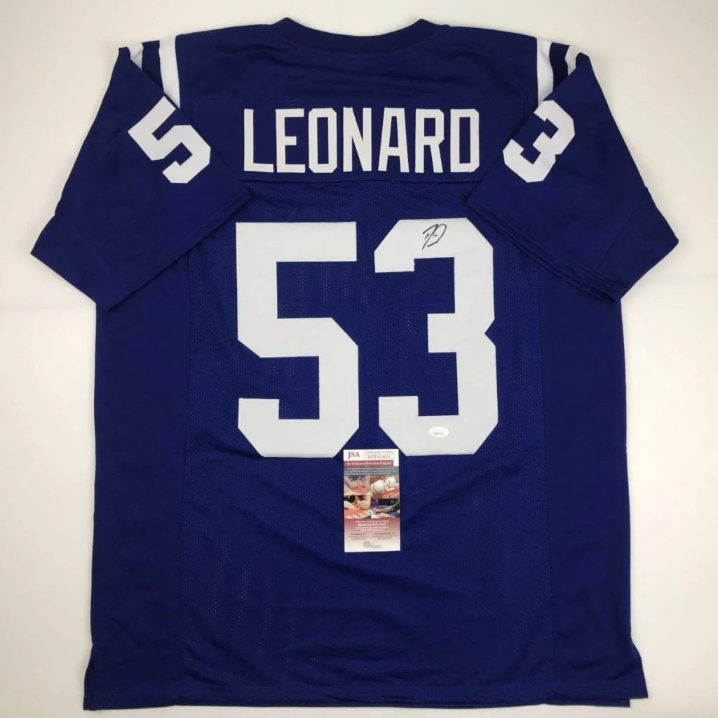 Indianapolis Blue Custom Jersey with Darius Shaquille Leonard Autograph and Leonard Name