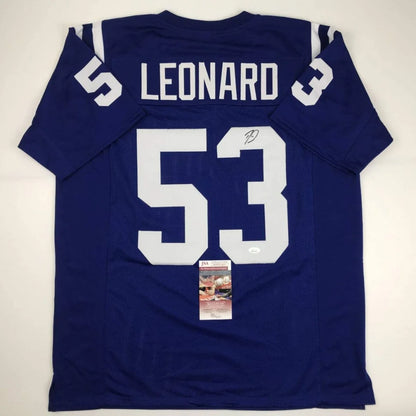 Indianapolis Blue Custom Jersey with Darius Shaquille Leonard Autograph and Leonard Name