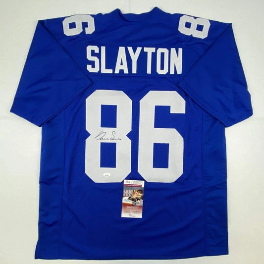Autographed Darius Slayton New York Blue Football Jersey JSA COA | Hall of Fame Sports Memorabilia | vintageantiquesgifts.com
