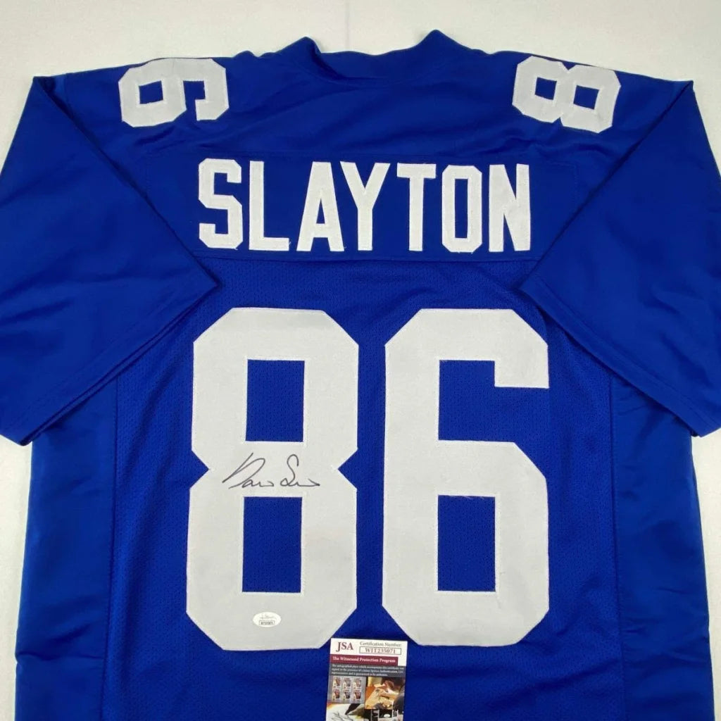 Authentic SLAYTON 86 custom jersey from Professional Sports League with autograph and sticker