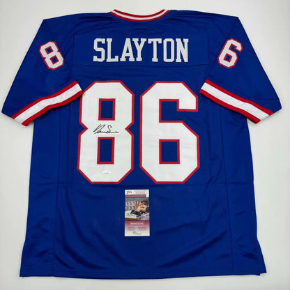 Blue custom jersey with SLAYTON 86 autograph, PSA sticker, for professional sports fans