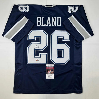 Dark blue Daron Bland custom jersey with signature, perfect for professional sports fans