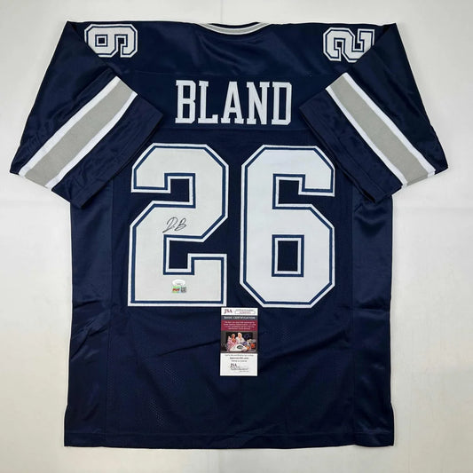 Dark blue Daron Bland custom jersey with signature, perfect for professional sports fans