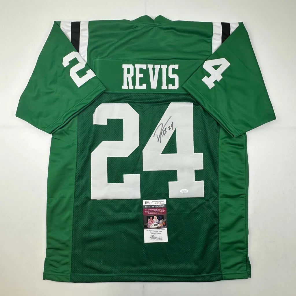 Signed green football jersey from a professional sports league, perfect for fans
