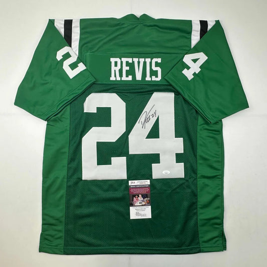Signed green football jersey from a professional sports league, perfect for fans