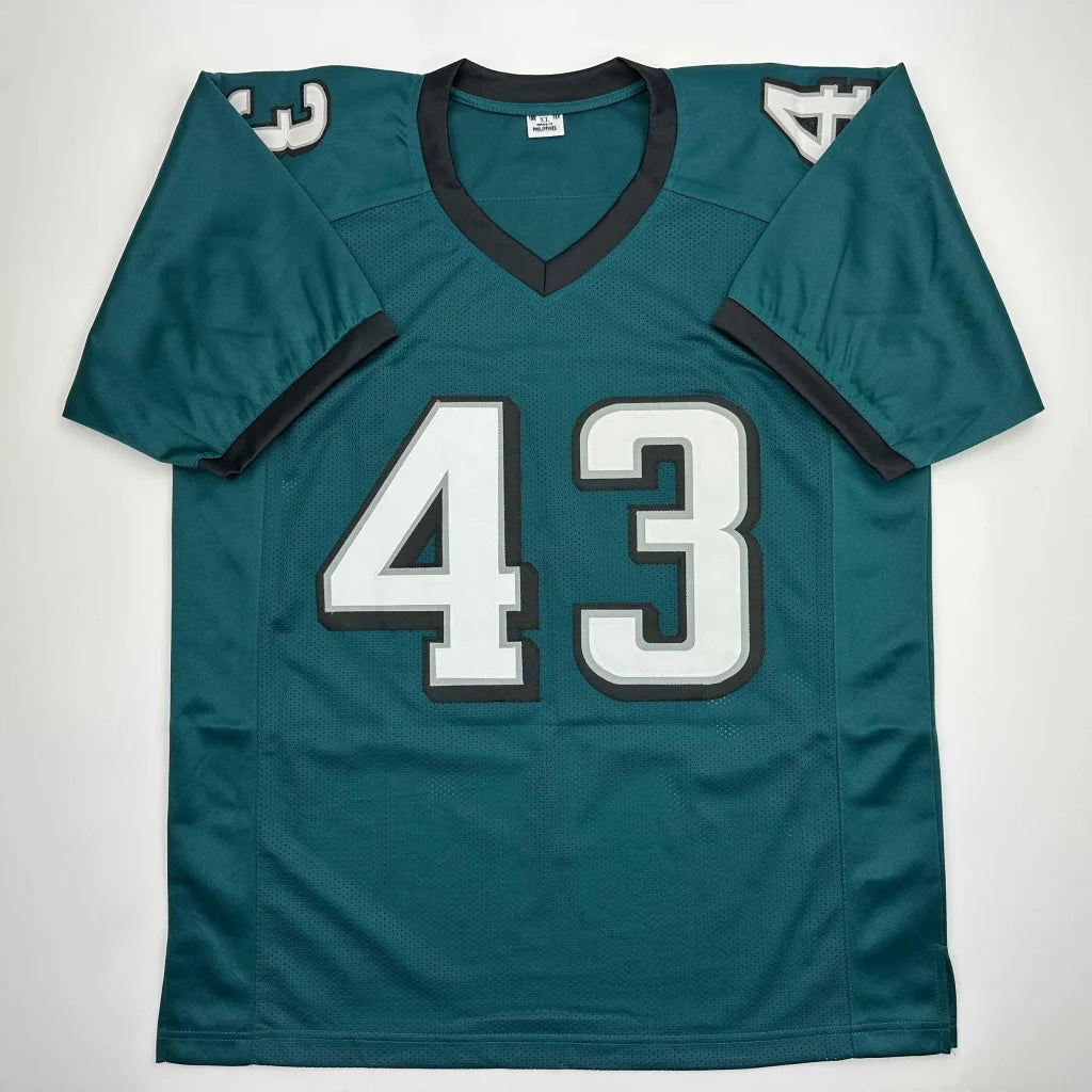 Autographed Darren Sproles custom jersey, teal black v-neck with white 43, Philadelphia Eagles