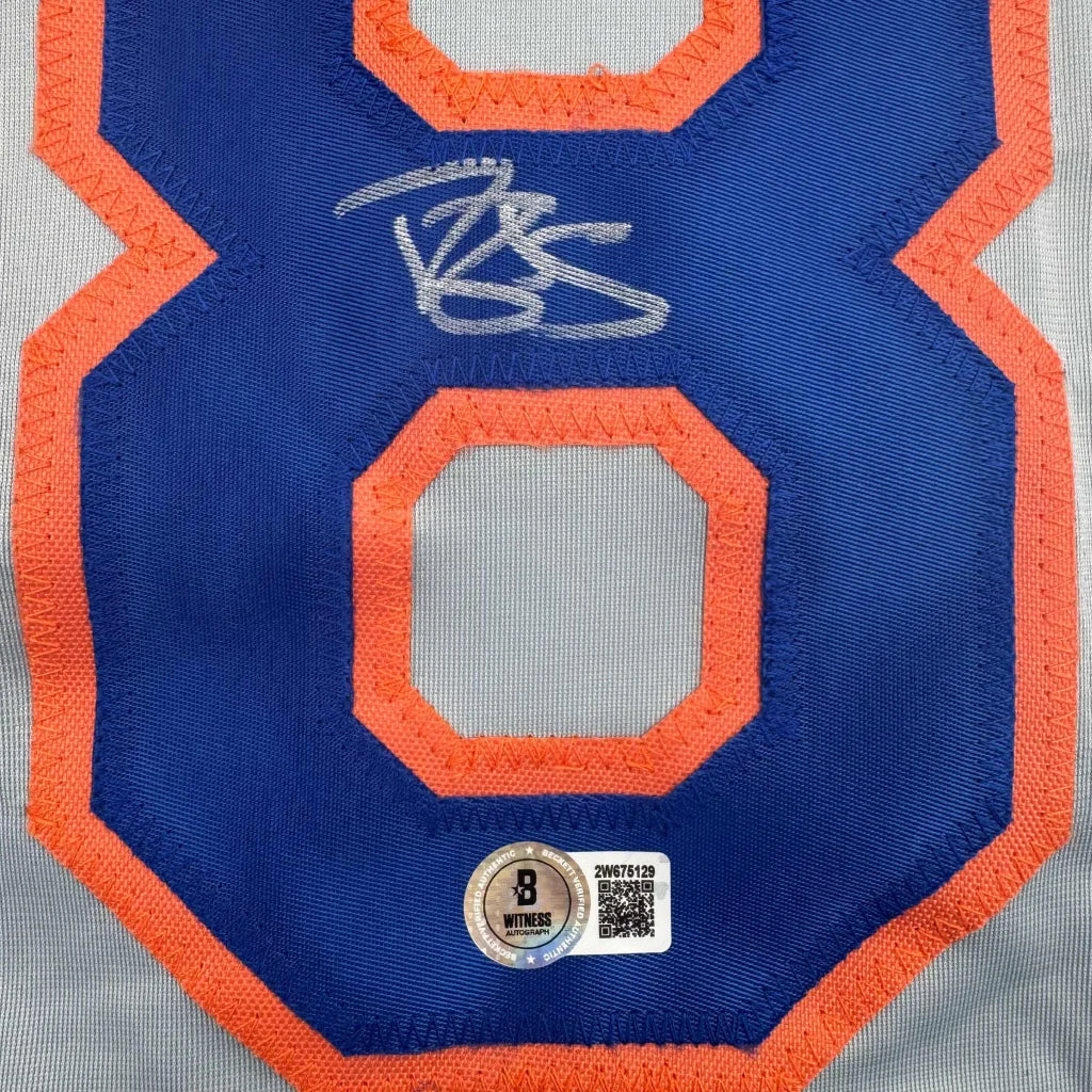 Autographed blue and orange Darryl Strawberry custom jersey with number 8 and PSA DNA badge