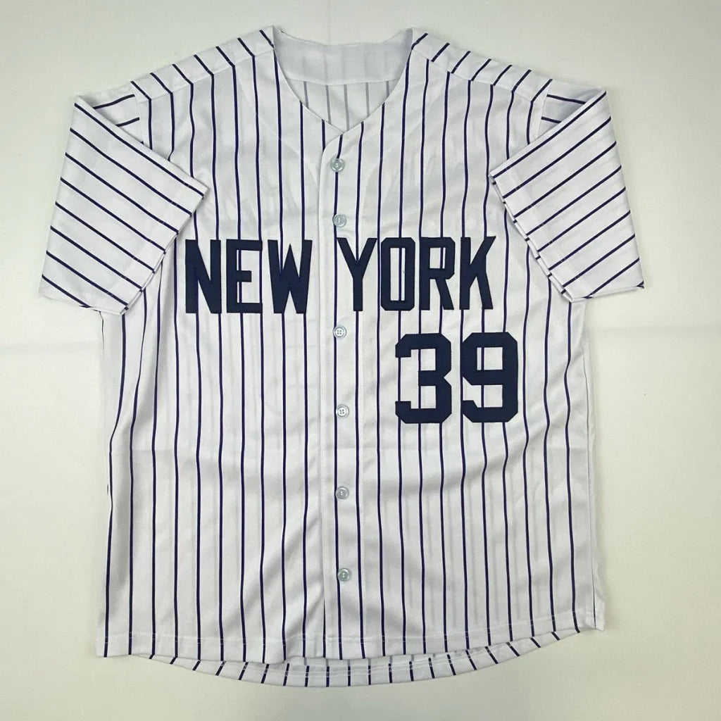 Autographed Darryl Strawberry New York pinstripe custom jersey with JSA COA