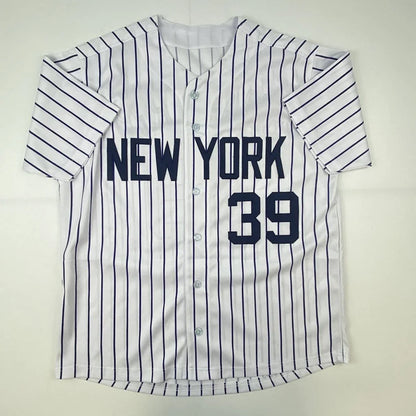 Autographed Darryl Strawberry New York pinstripe custom jersey with JSA COA