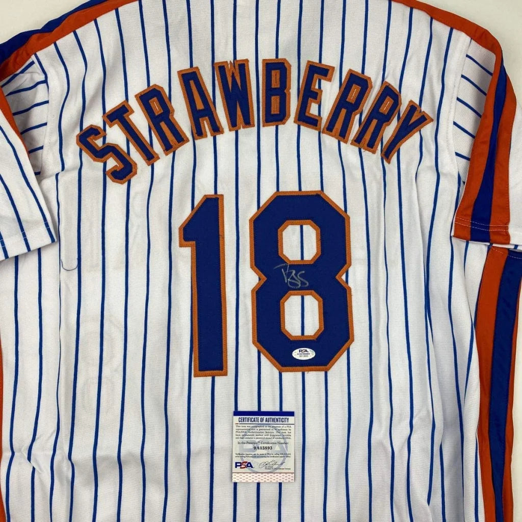 Autographed Darryl Strawberry New York Pinstripe Baseball Jersey PSA/DNA COA | Certified Authentic Signed Memorabilia | vintageantiquesgifts.com
