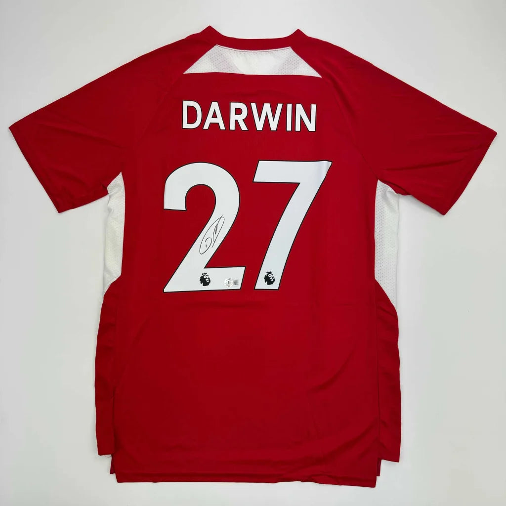 Autographed Darwin Nunez Liverpool red custom jersey with number 27, Beckett COA