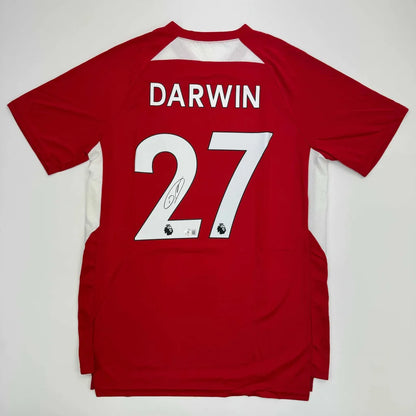 Autographed Darwin Nunez Liverpool red custom jersey with number 27, Beckett COA