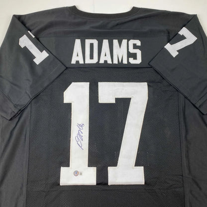 Back of black custom davante adams football jersey number 17 with signature for professional sports league use