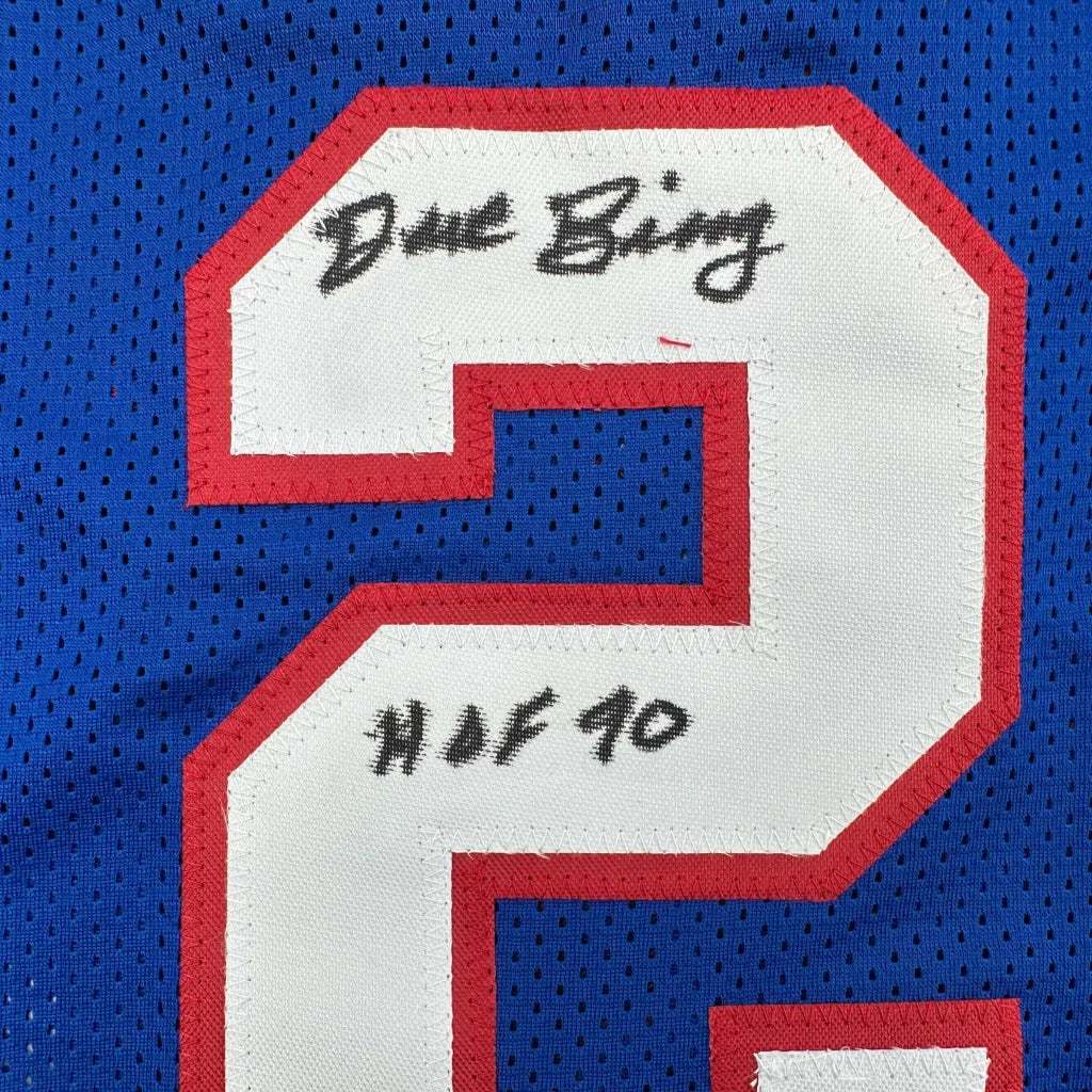 Autographed blue custom jersey from a professional sports league collectible